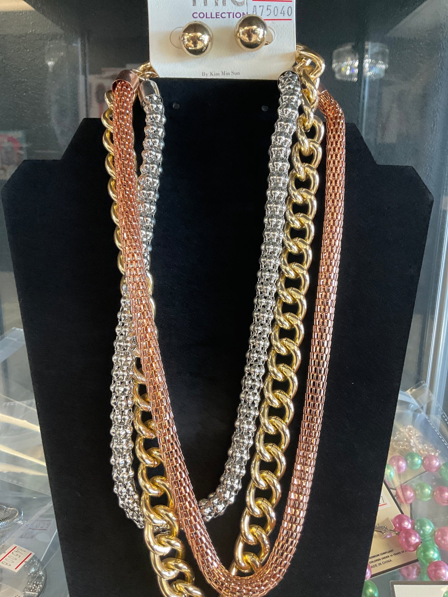 Tri-Color Necklace & Earrings