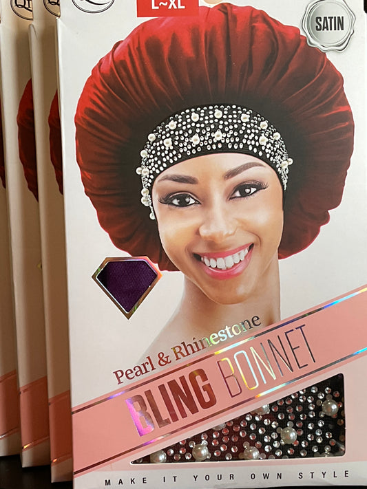 Qfitt Pearl & Rhinestone Bling Bonnet (Assorted)