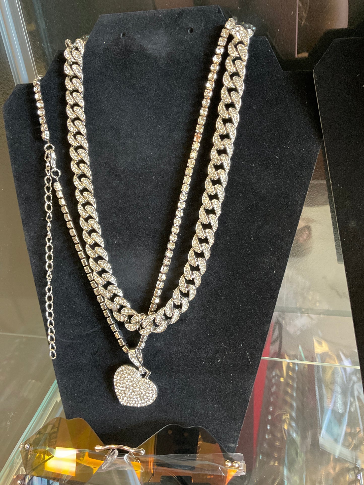 Heart Rhinestone Necklace set