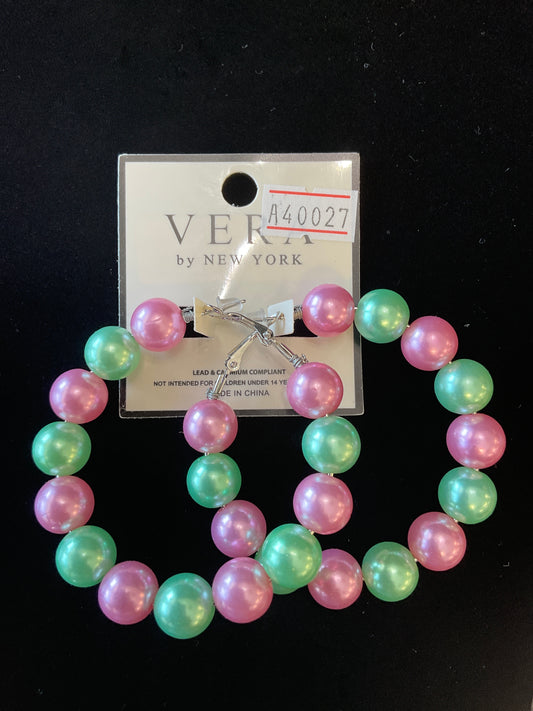 Pink & Green Pearl Earrings