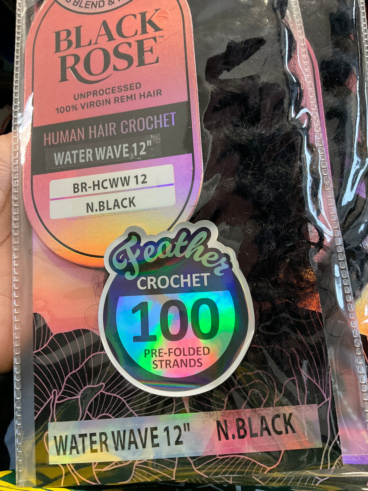 Vivica Fox Black Rose HUMAN Feather Crochet