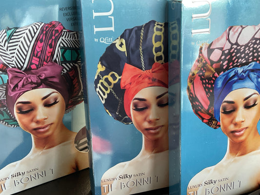 Lux by Qfitt Luxury Silky Satin Tie Bonnet (Assorted)