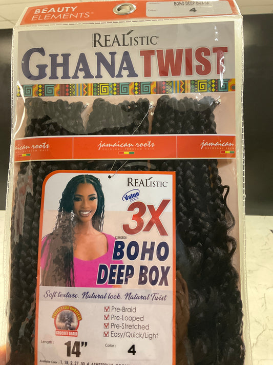 Realistic 3x Ghana Twist BOHO Deep Box