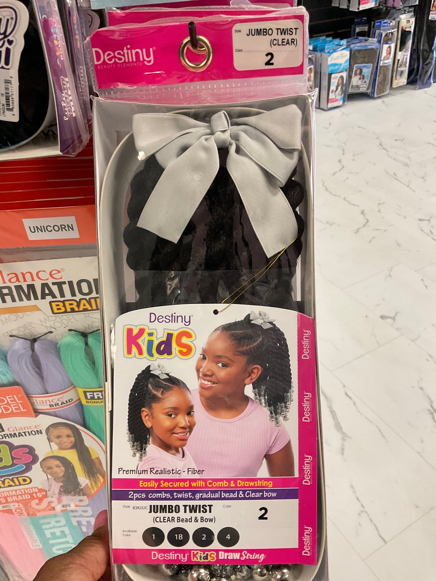 Destiny Kids DS Jumbo Twist (Clear Beads & Bow) 12”